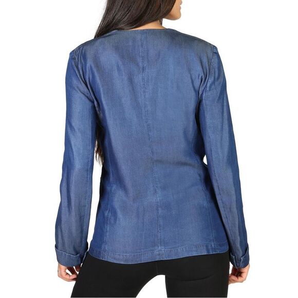Emporio Armani Denim Blazer Classic Fit Women Blue Blazers - Picture 2 of 3